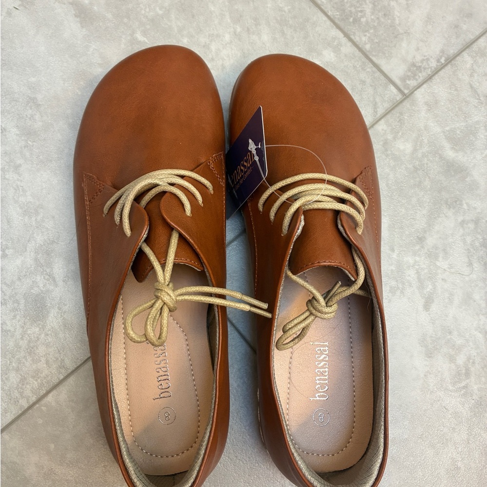 Benassal Women's Brown Leather Loafers - wide toe box